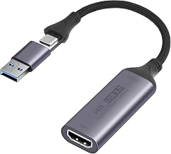 AXFEE Video Capture Card, HDMI auf USB A/C Capture Karte, 4K HDMI USB 3.0 1080P Video Grabber für Gaming Livestreaming Teaching, Kompatibel mit Switch PS4 PS5 Xbox TV Stick DSLR Kamera Pad PC Telefon