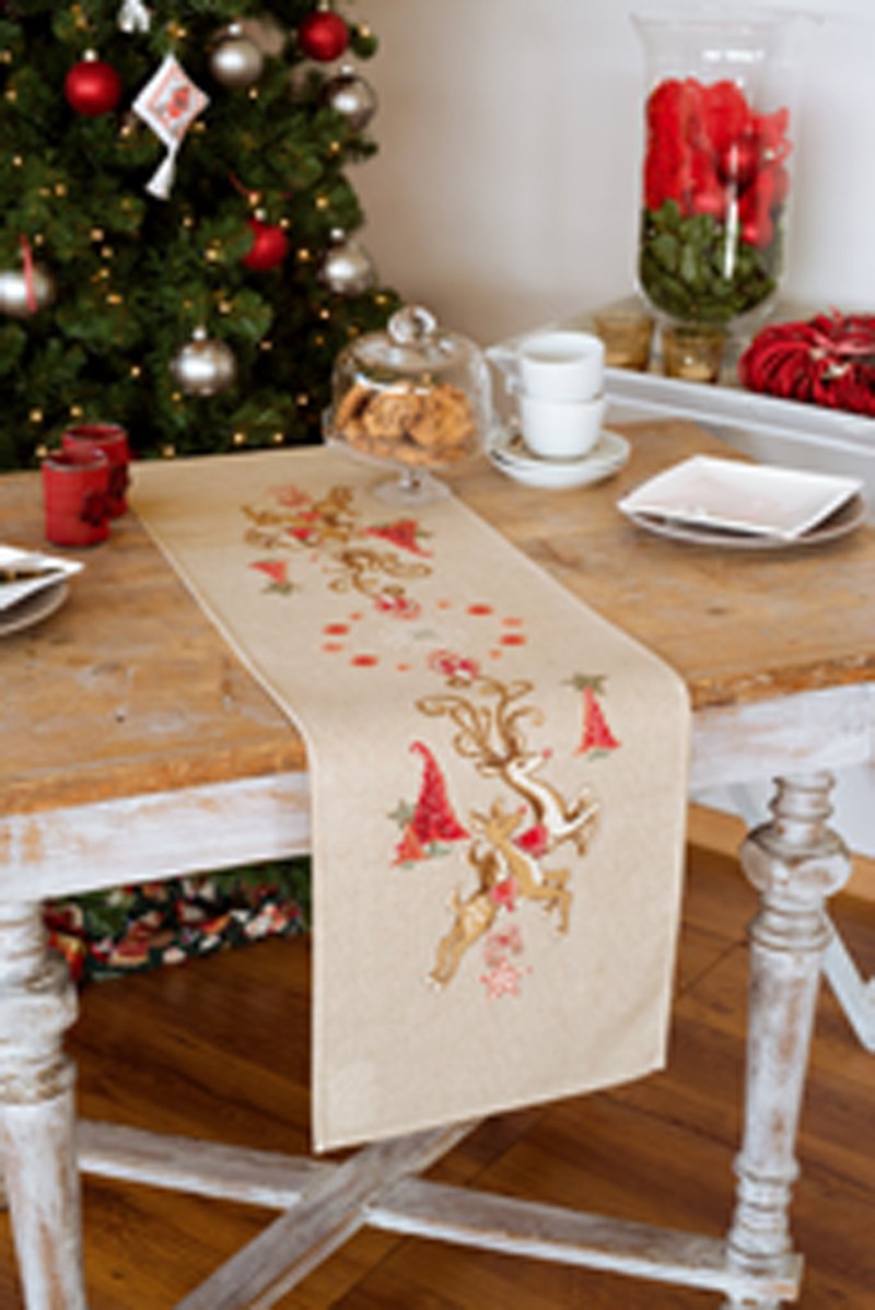 Vervaco Ricamo: Runner: Salto Renne, 100% Cotone, Multicolore, 40 x 2 x 20 cm