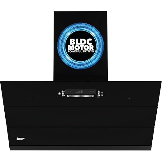 Crompton QuietPro Plus BLDC 1800m3/hr 90cm Slant Chimney| Filterless Intelligent Autoclean| Built In Oil Collector| Touch+Motion Sensor Control|10Yrs Motor & 2Yrs Overall Warranty (CHD-QPPI90FLE-IND)
