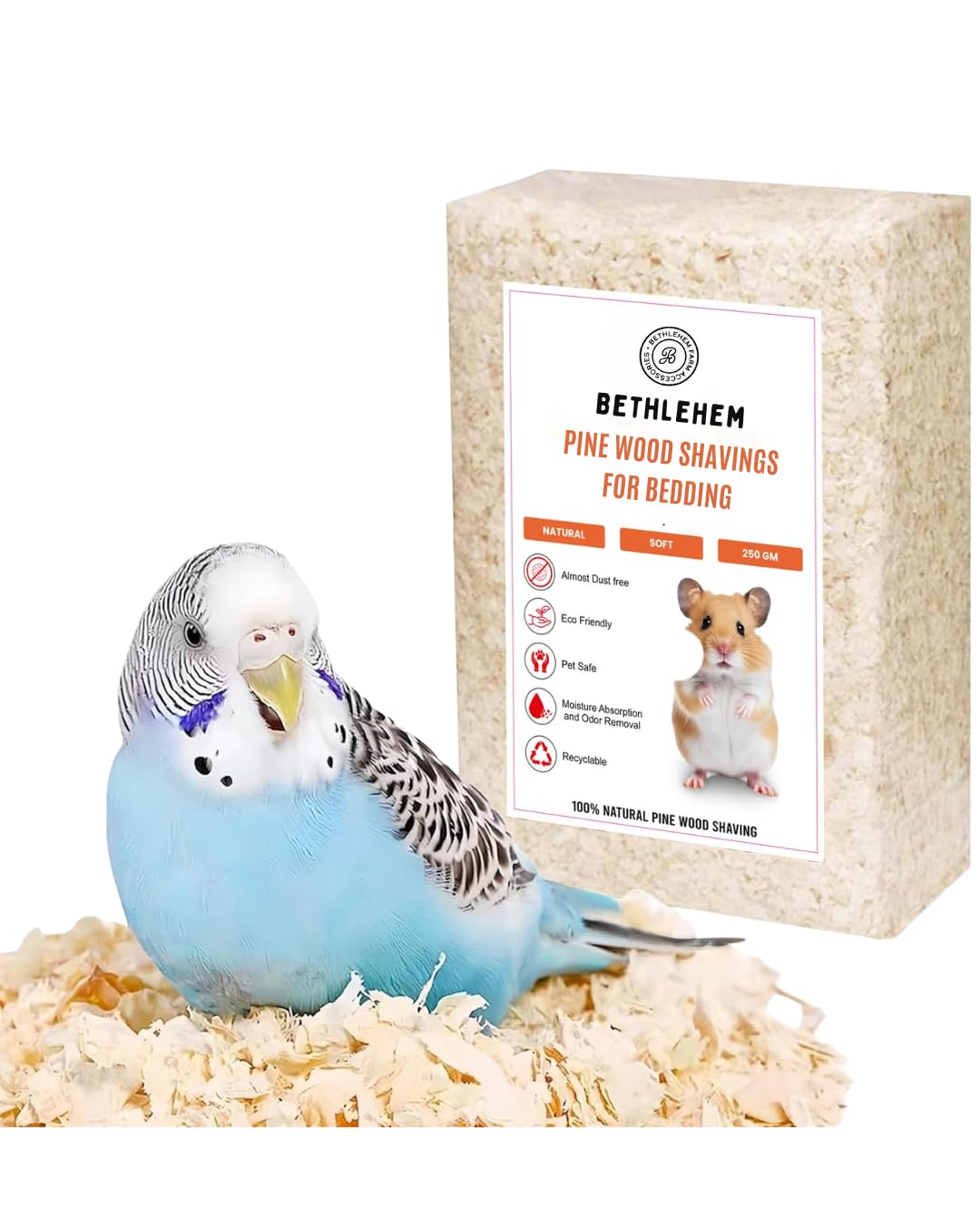 Bethlehem Dust-Free Pine Wood Shavings Bedding & Nesting Material for Hamsters, Rabbits, Guinea Pigs, Birds, Mice, Chinchillas, Reptiles & Small Pets – 500g-image-6