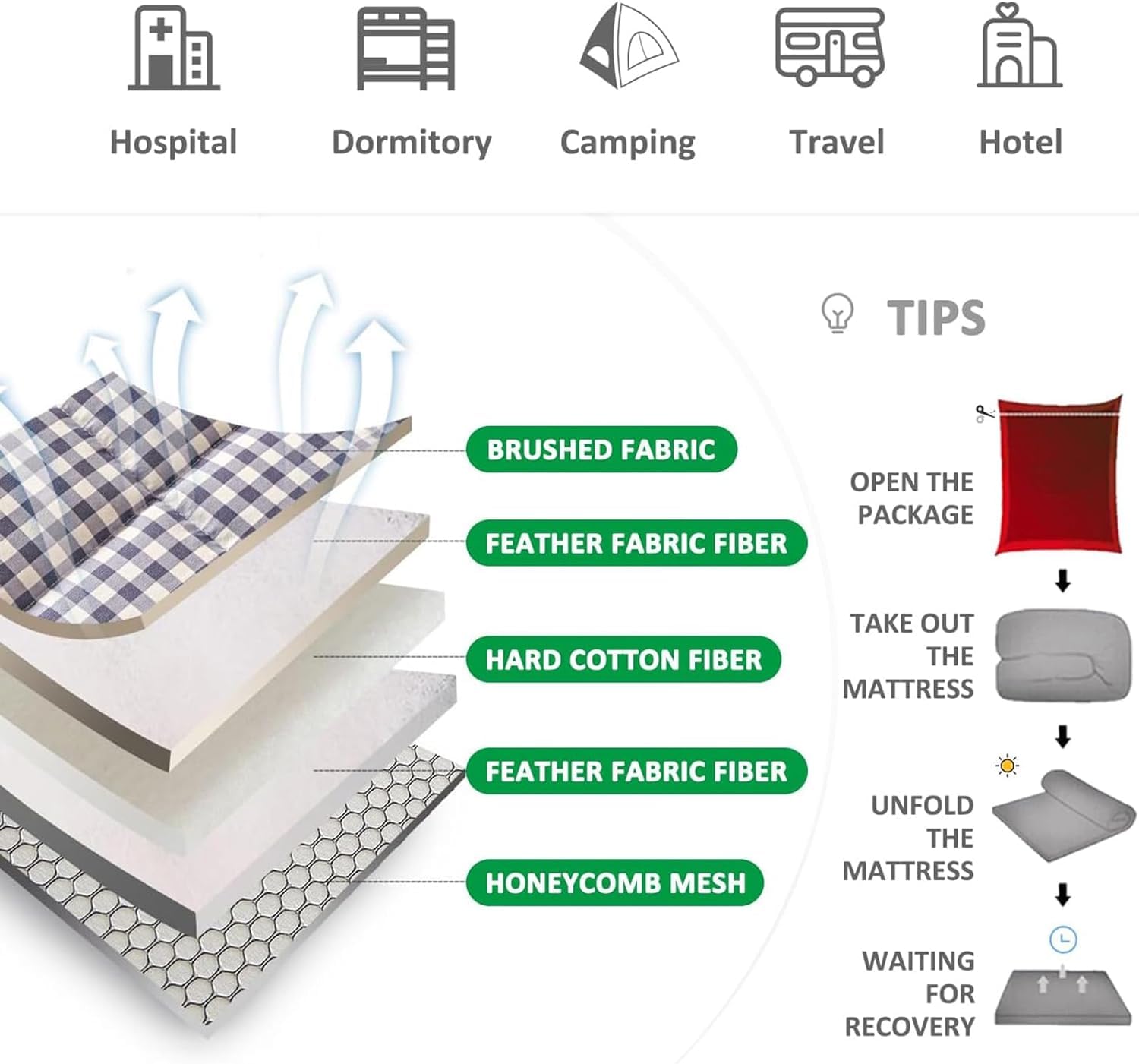 Gruby japoński materac futon, składana sofa kempingowa, oddychające składane łóżko dla gości, tradycyjny materac do spania dla najwyższego komfortu i oszczędności miejsca