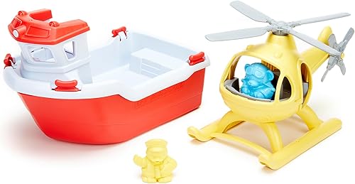 Miniatura 2 de Green Toys Rescue Boat con helicóptero