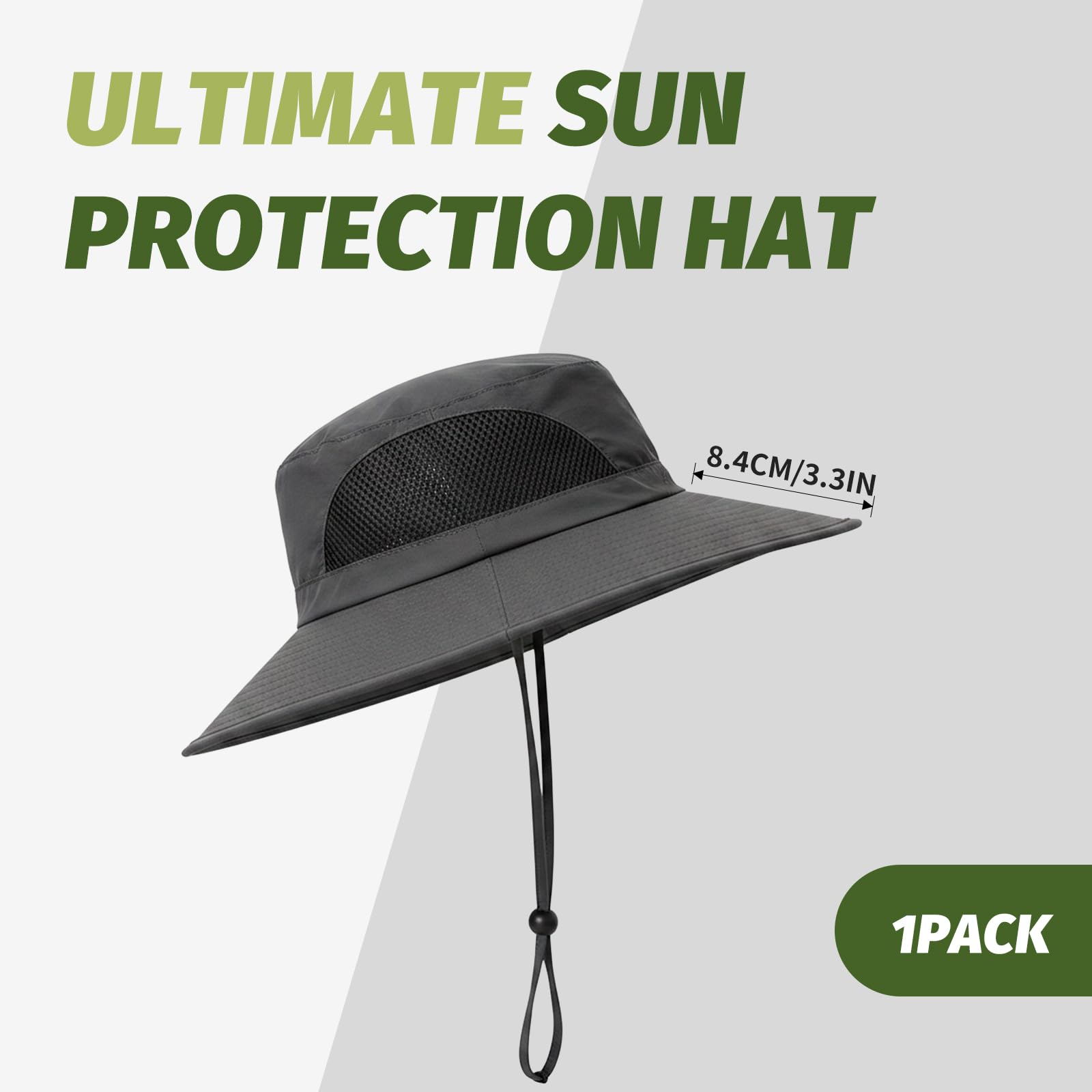 Sonnenhut Herren - Sonnenhut UPF 50+ Faltbar, Leichter Safarihut mit Breiter Krempe, Atmungsaktiver Anglerhut