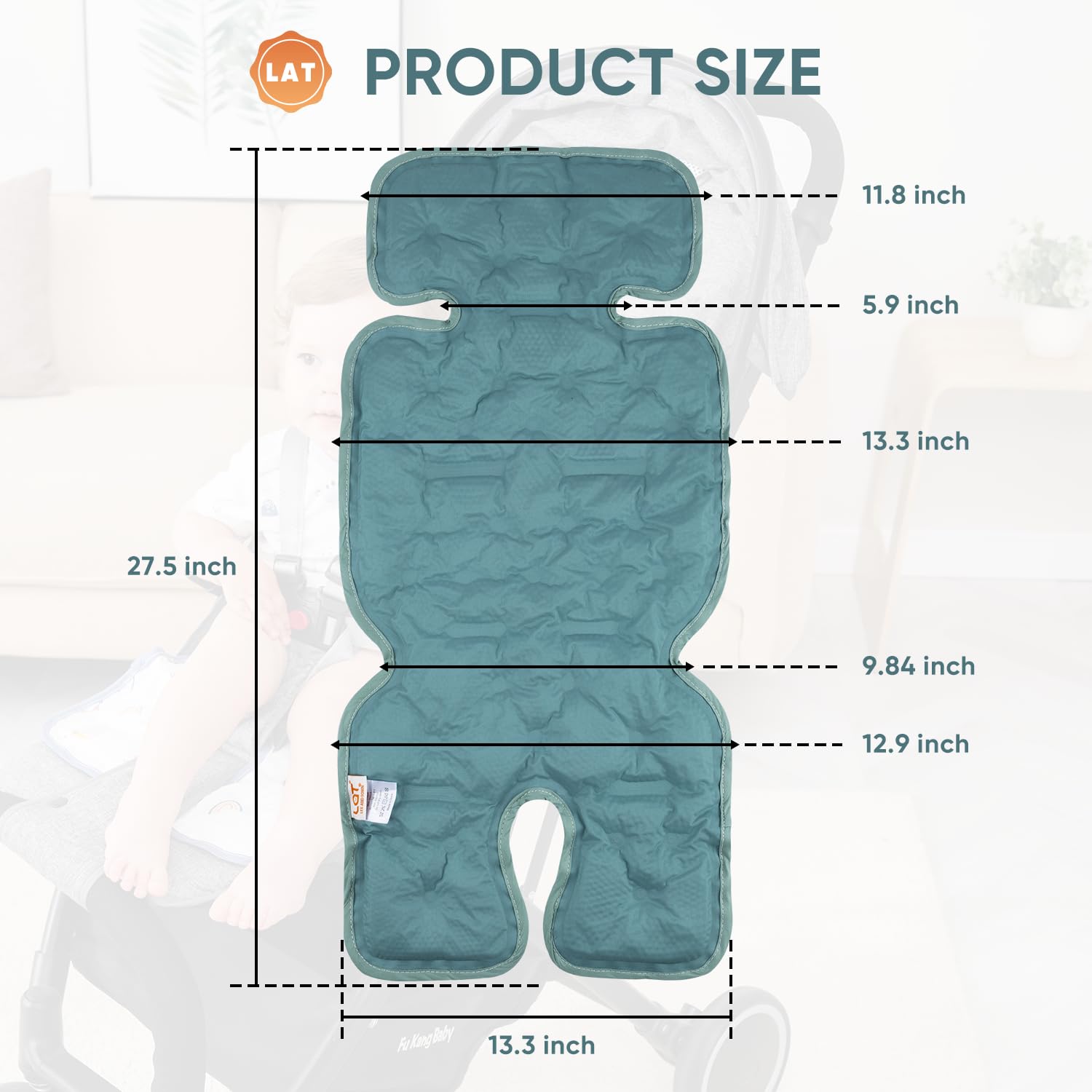 LAT Sommer Kühlmatte für Kinderwagen, Universal Sitzauflage für Kinderwagen, Sommer Kühlmatte für Babysitze, Kühlkissen für Kinderwagen Babyschale Kindersitz 70x34cm (B)
