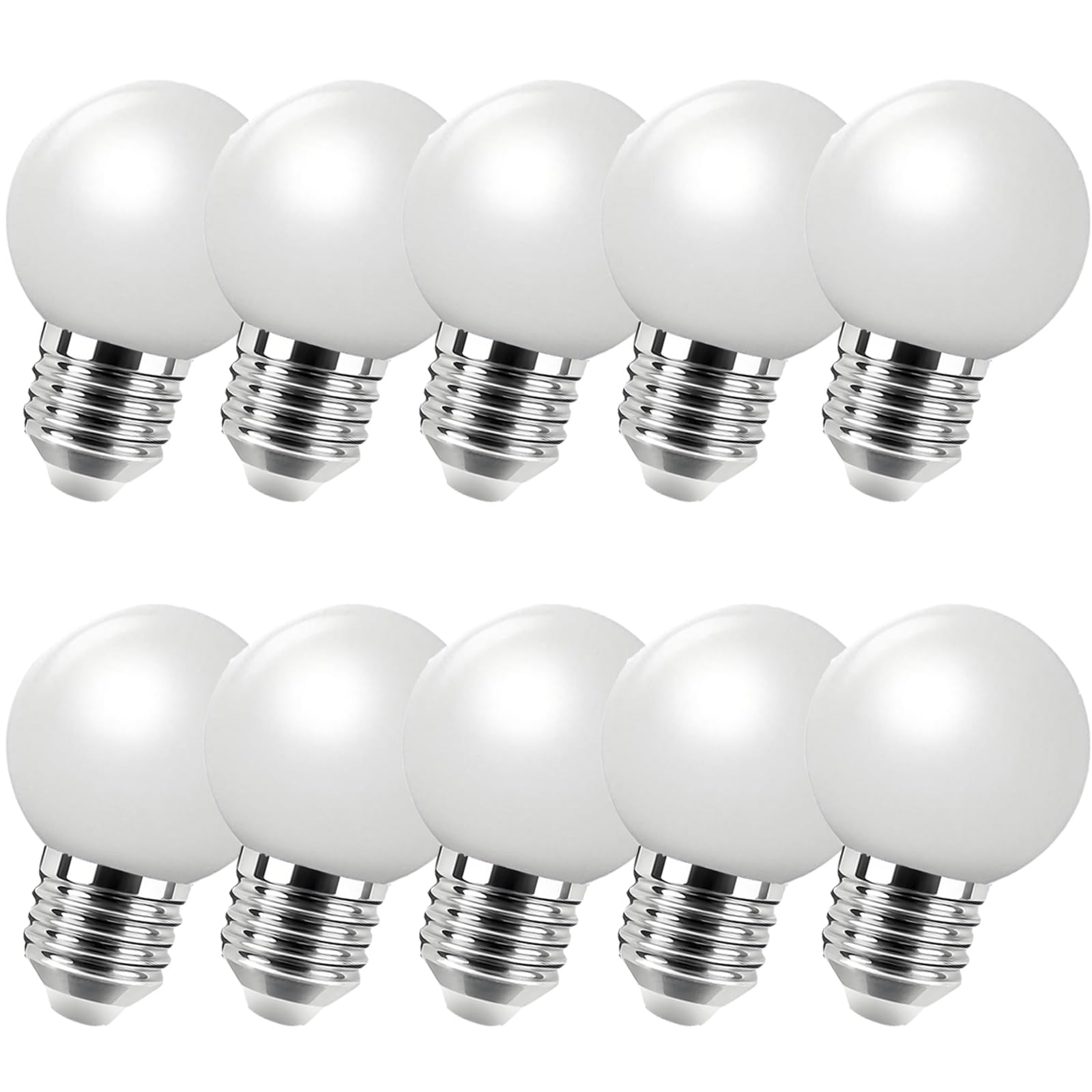 Jiotouhu E27 LED Light Bulb,Warm White,3000K, 2W Golf Ball Bulb, 20W Incandescent Bulb Equilavent, AC220-240V,200 Lumen, Non-Dimmable,10 Packs
