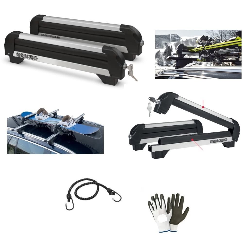 Compatible con Volkswagen T-ROC Porta ESQUÍ DE Aluminio para Techo DE Coche con 4 Pares DE ESQUÍES O 2 Snowboards HOMOLOGADO por MENABO