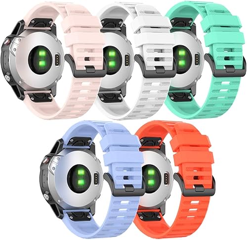 QGHXO Correa para Garmin Fenix 5Fenix 6, correa de repuesto de silicona suave para reloj inteligente Garmin Fenix 5Fenix 5 PlusFenix 6Fenix 6