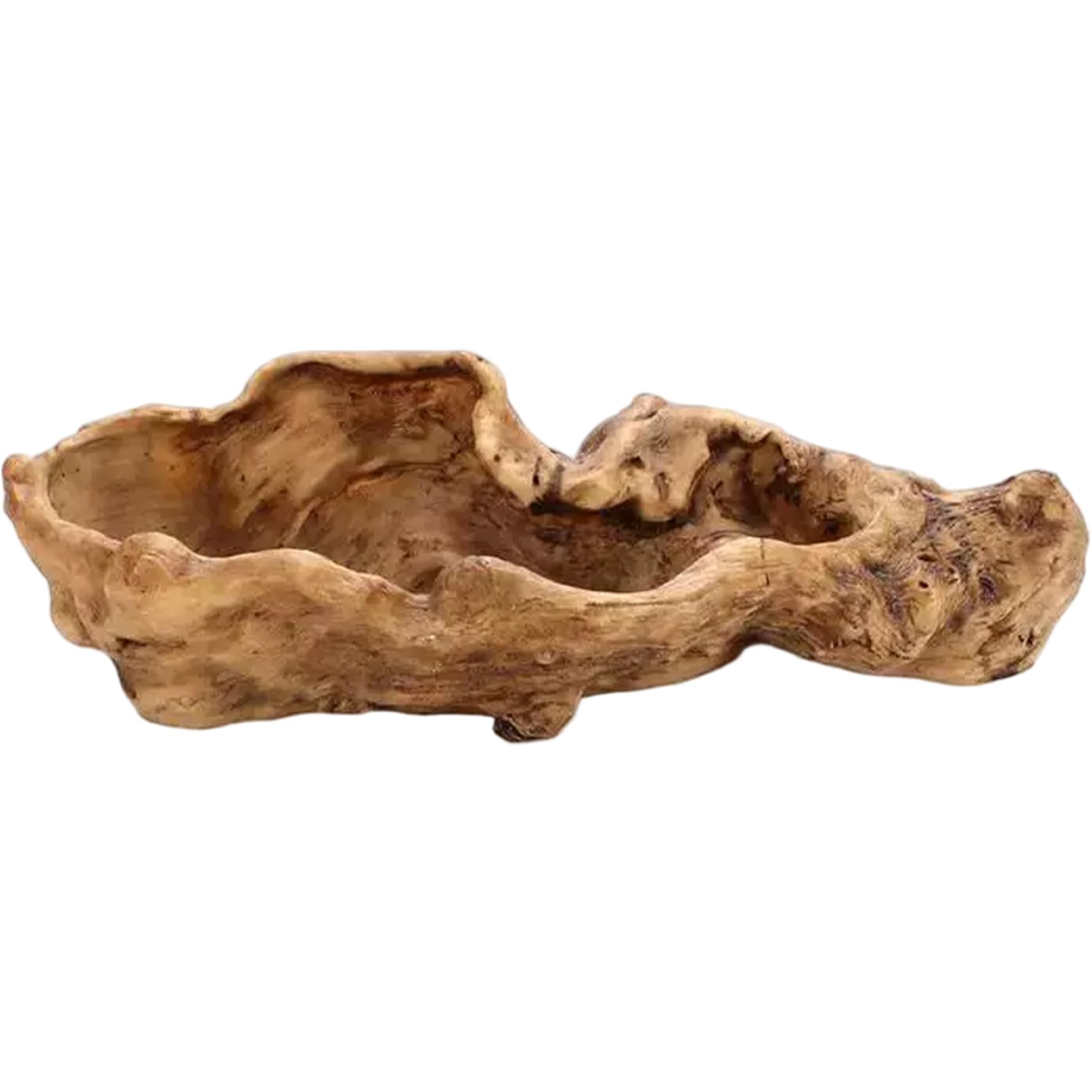 Vervevum Driftwood Planter, Irregular Resin Rustic Planter, Creative Imitation Wood Stump Succulent Pots for Herb, Flower, Strawberry, Small Plants, Pot