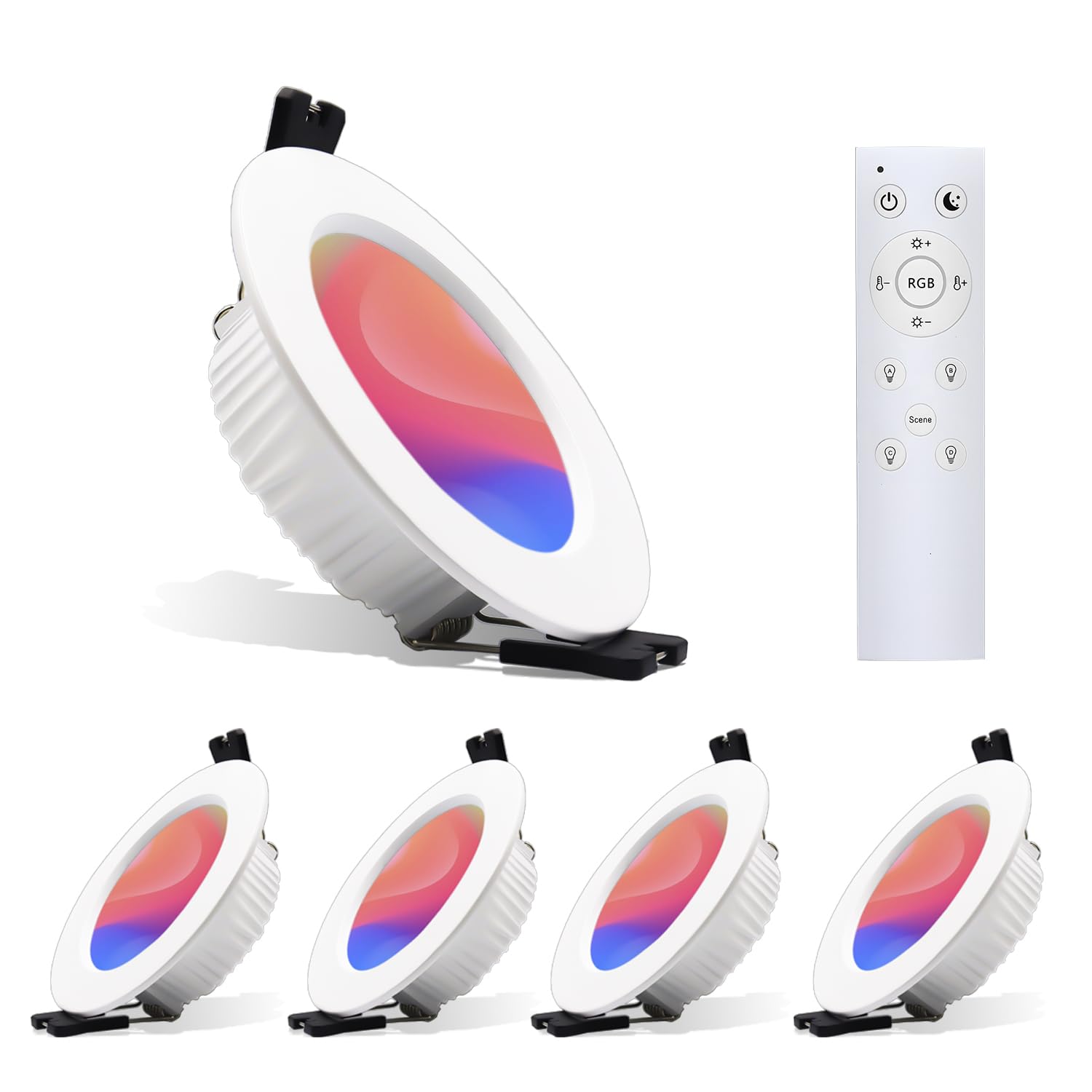 DUSKTEC 4 Faretti LED Smart Incasso RGB Dimmerabile – Compatibili Con Alexa, Bluetooth, IP44, 7W 220V, Bianco Naturale