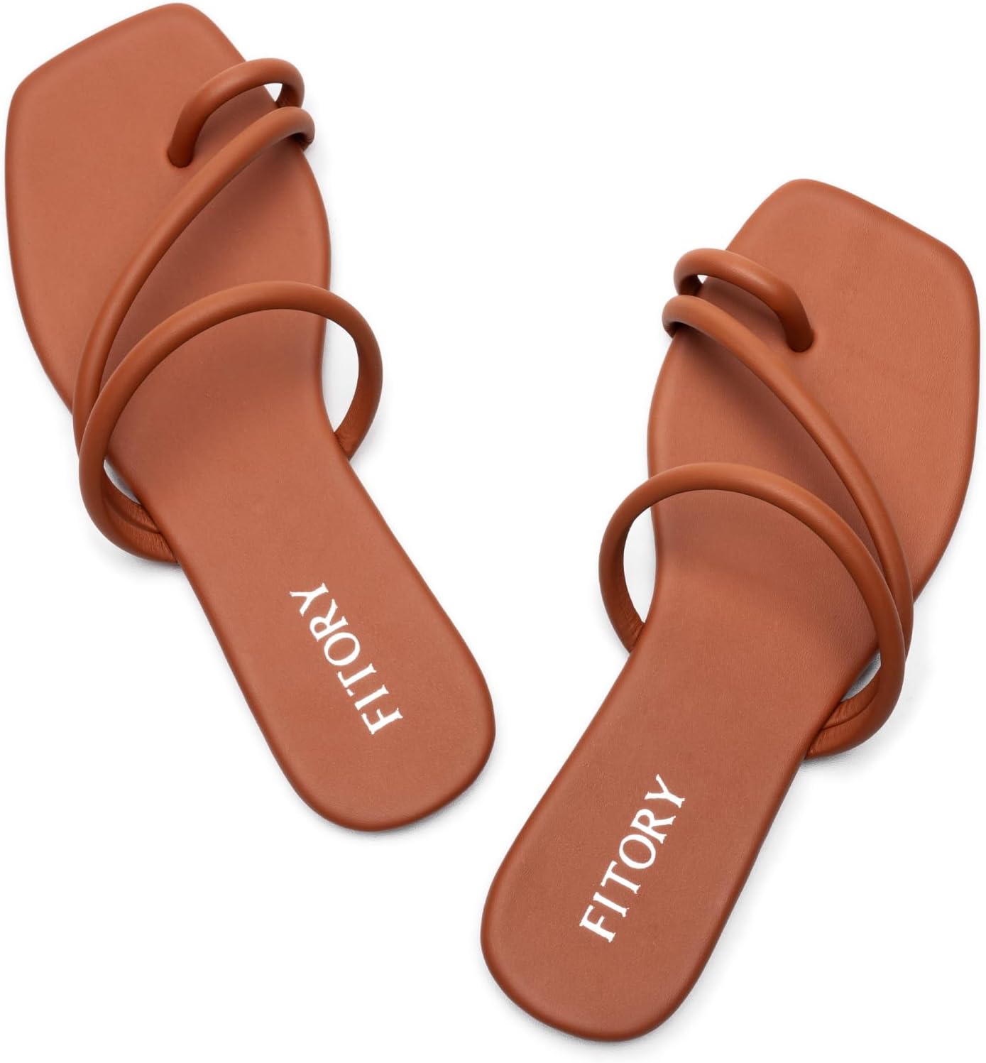 FITORY Women's Cross Strap Flat Sandals,Fashionable Toe Ring Thong,Open Toe Slide Shoes for Summer Size 6-11 - Image 4