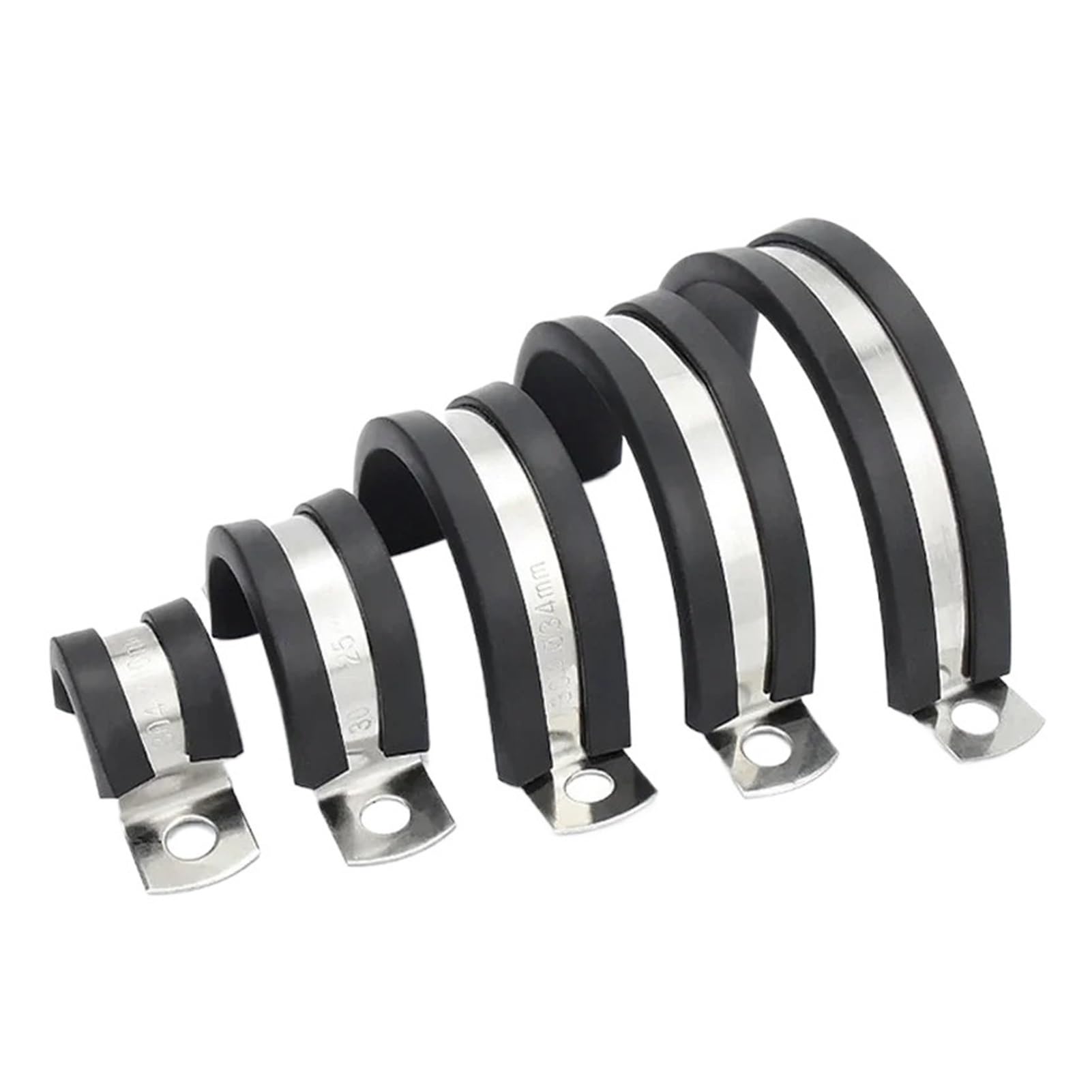 Collier de serrage de sangle de selle de type U/R - Collier de serrage pour tuyau d'eau - Bande de caoutchouc - Absorption des chocs - Anneau de gorge en acier inoxydable 304 (type R M100 (1 pièce))