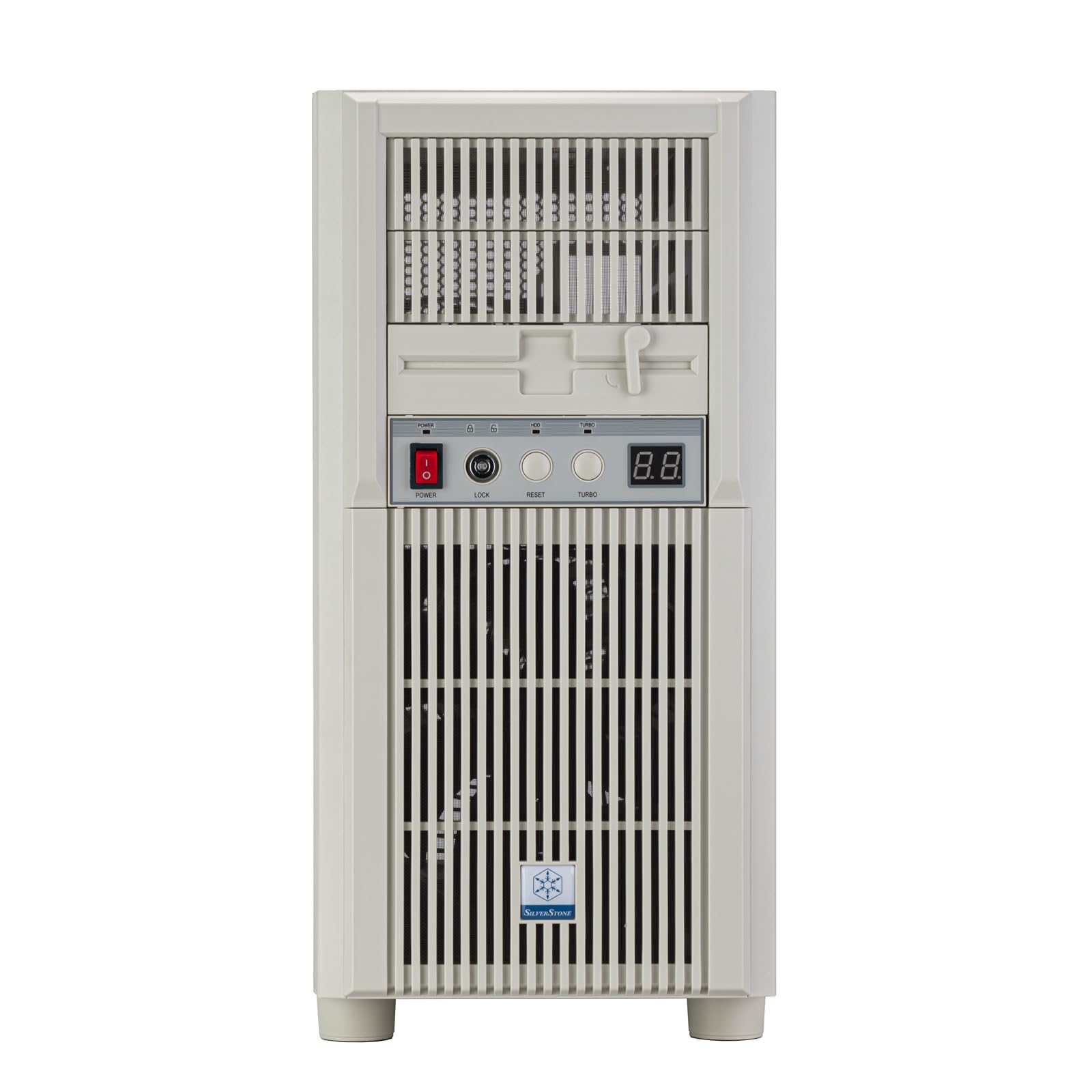 SilverStone FLP03 - Retro-inspiriertes M-ATX Gehäuse mit Unterstützung für vielseitige Speicherlösungen High-End-GPUs und effiziente Kühlung, SST-FLP03W