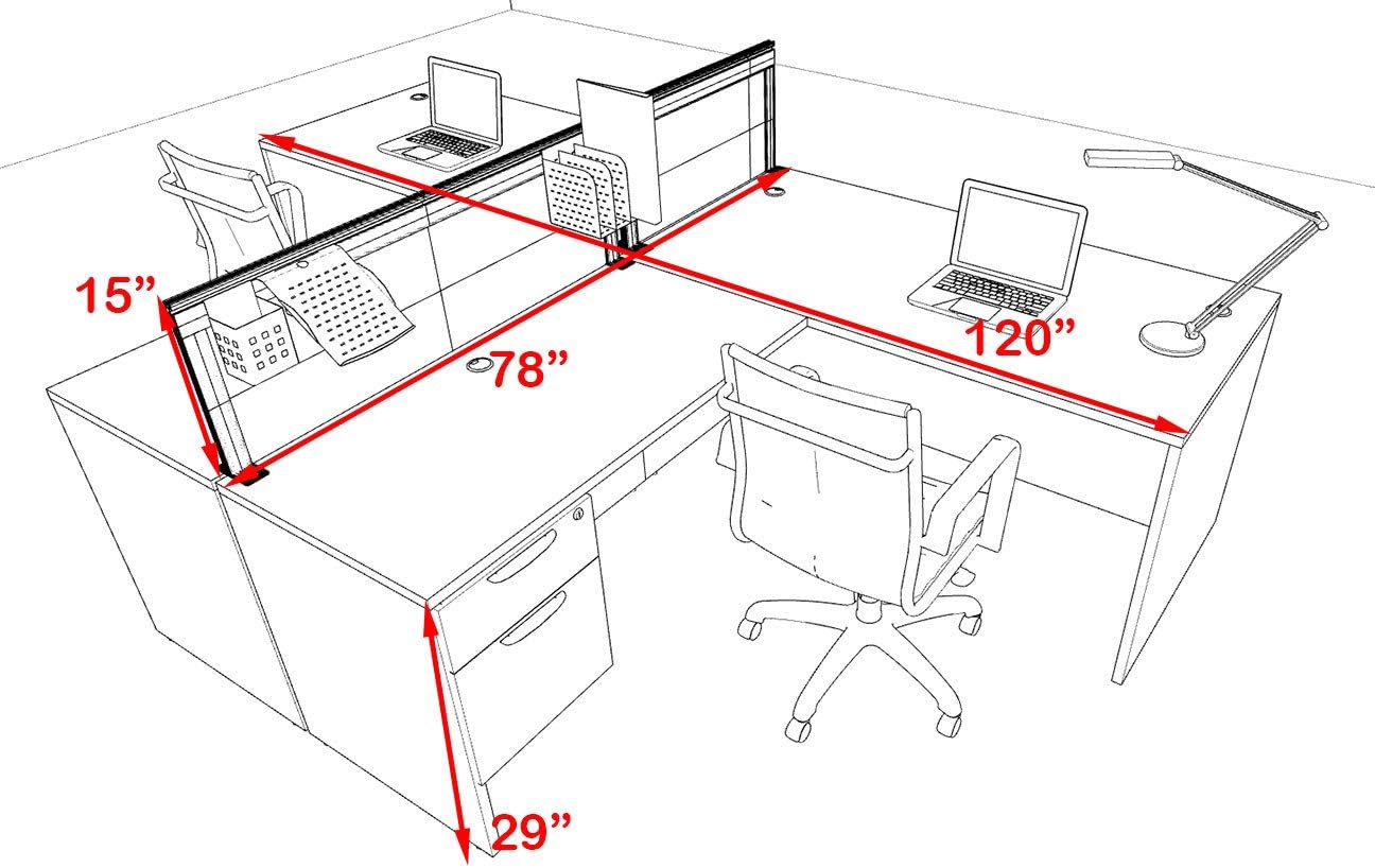 Two Person L Shape Modern Aluminum Organizer Divider Office Workstation Desk Set, OT-SUL-SPS78