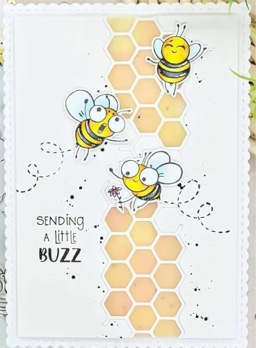 Miniatura 3 de Happy Bee Day - Juego de sellos y troqueles para hacer tarjetas, sellos transparentes y troqueles de corte de metal para álbumes de recortes,