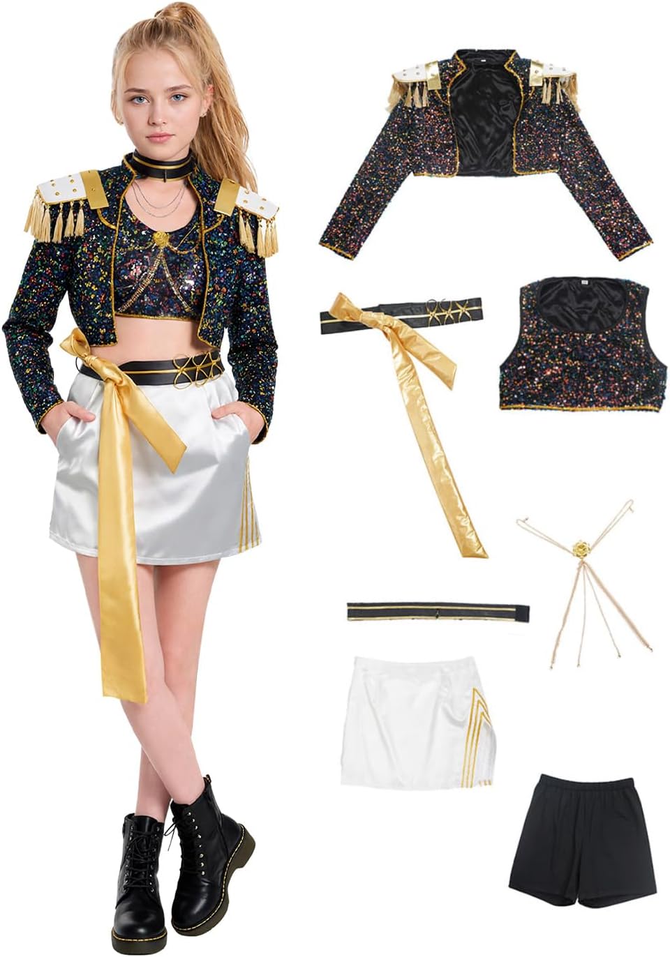 Anime Women Girls Cosplay Costume Movies Stars Black Golden Costume Outfits Halloween Carnival Suit