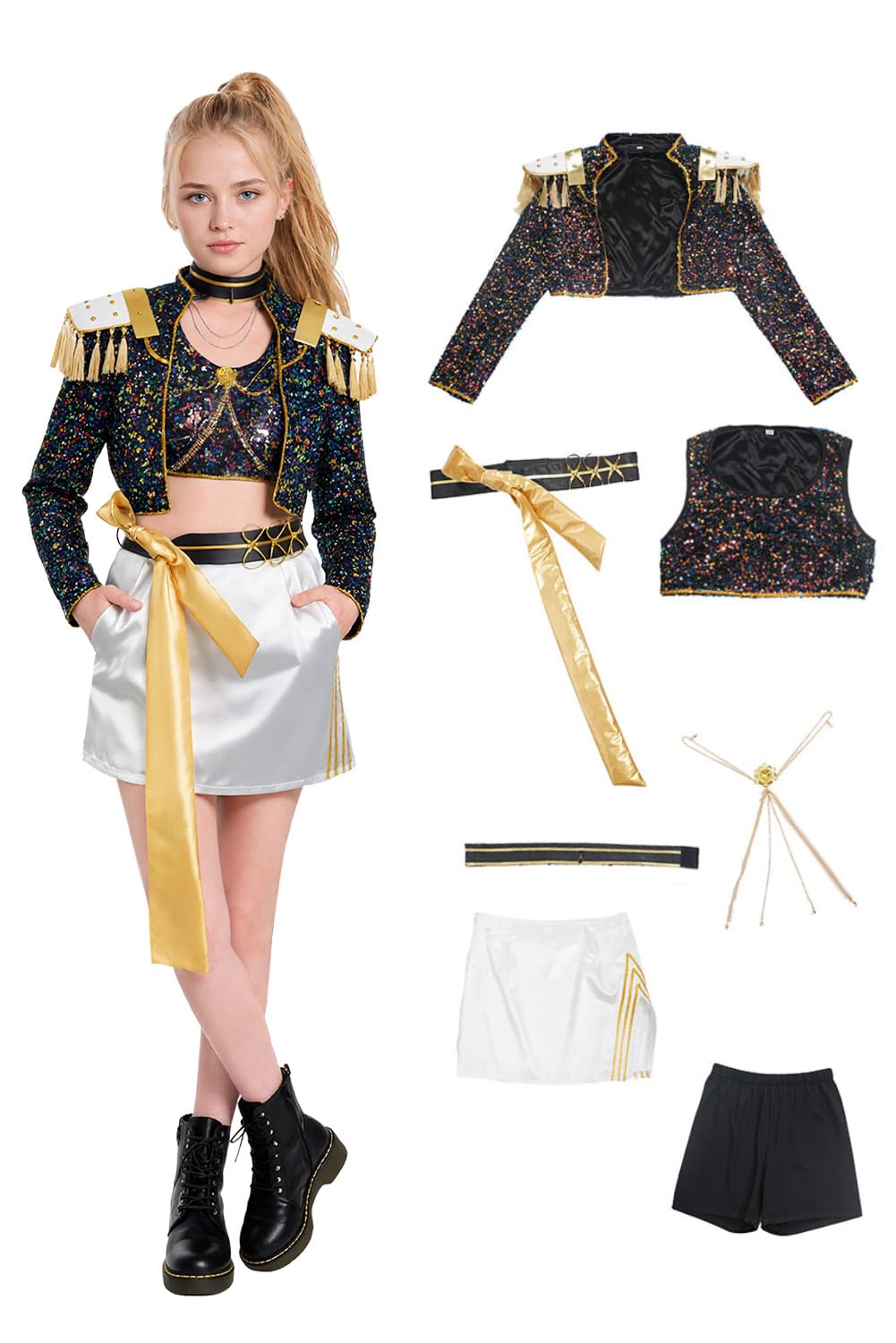 Anime Women Girls Cosplay Costume Movies Stars Black Golden Costume Outfits Halloween Carnival Suit