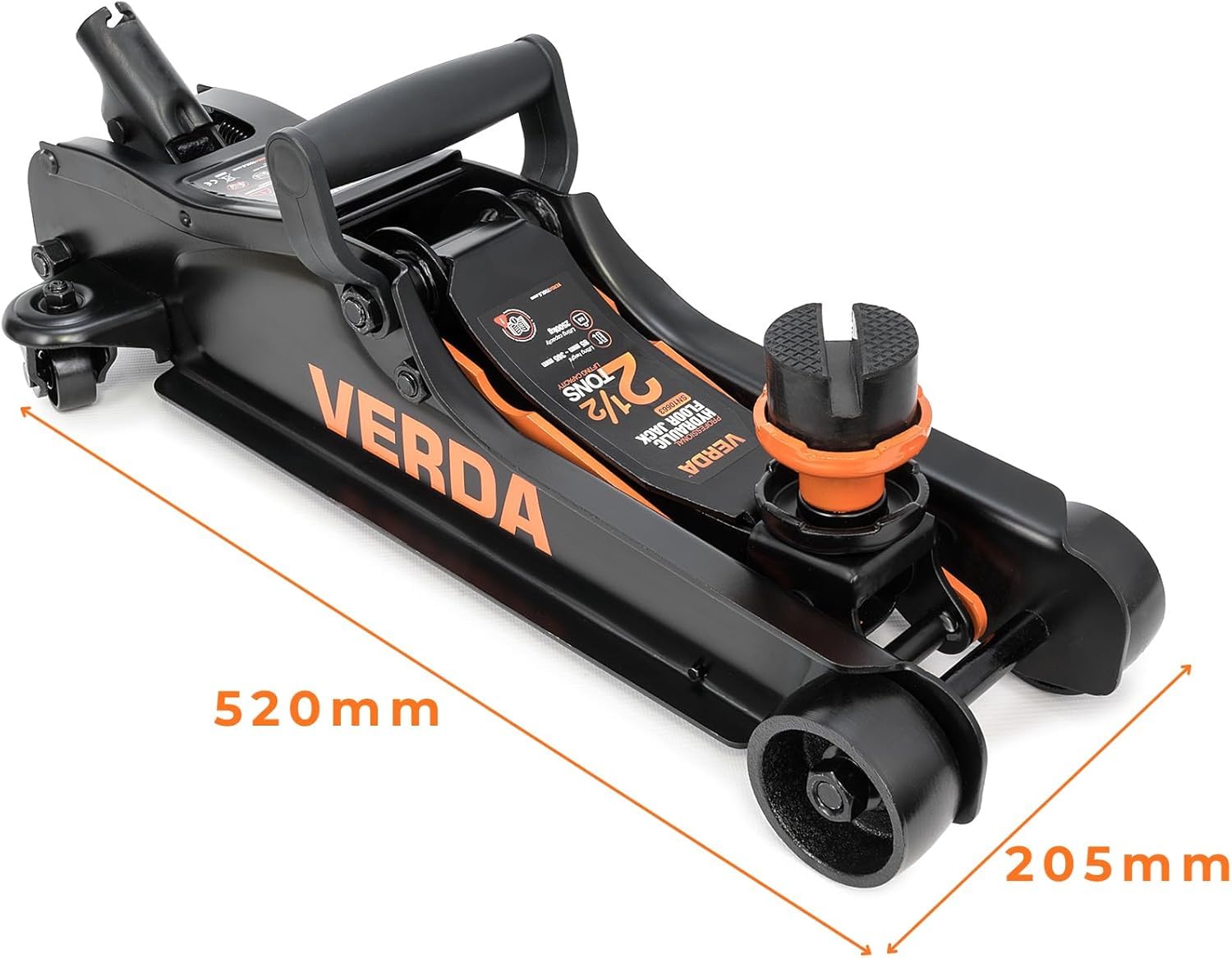 Verda Hydraulischer Wagenheber 2,5T 85-365 mm, 3X Gummiauflage, Koffer, Montagehandschuhe Autoheber Rangierwagenheber Reifenwechsel PKW Geländewagen Wohnmobil