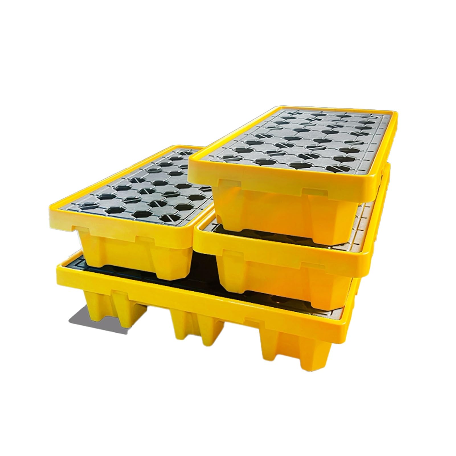 JKJZSALJ Modular Spill Containment Platform - Stackable Grating Design, 130X130X30Cm, Perfect For Labs & Warehouses, Quick Cleanup, Durable, Easy To Use, Environmental Compliance,Yellow,49x35x9cm
