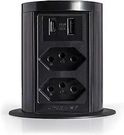 Torre De Tomada Com Indução E 2tomadas E Usb Pronto Para Uso Preto