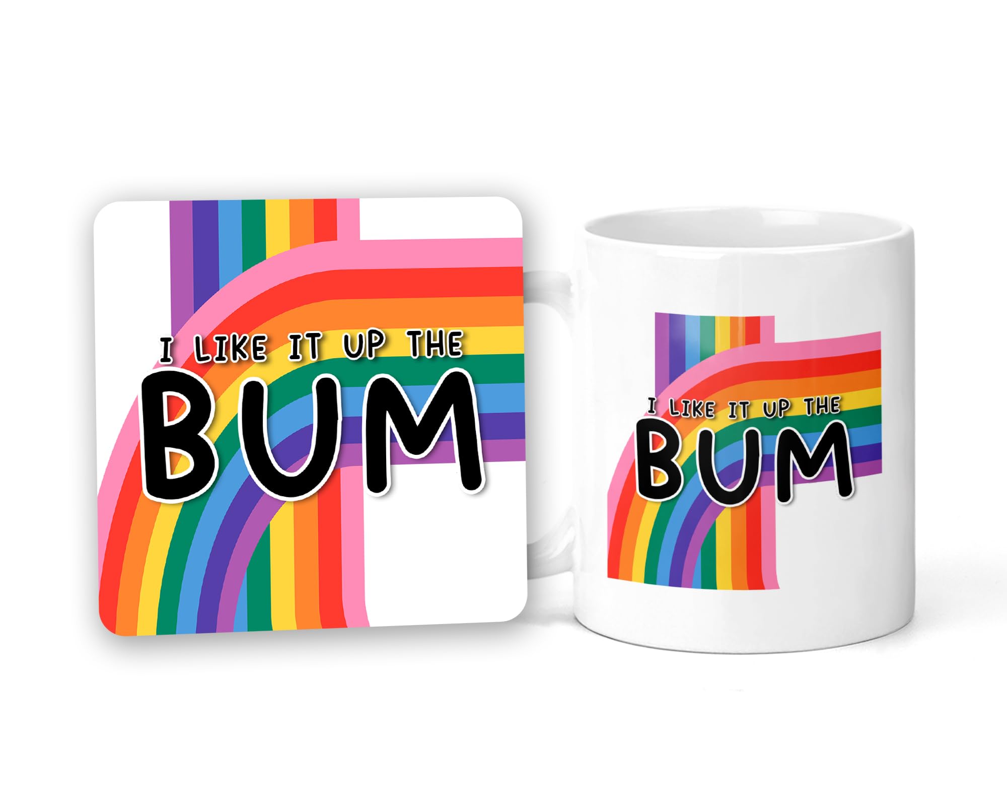 Rib ticklerz - Funny Ceramic Mug & Coaster Set I Like It Up The Bum Gay Gifts Gay Bestie Best Friend Joke Gifts Hilarious Novelty Mugs LGBTQ Birthday Gifts Present - CM2