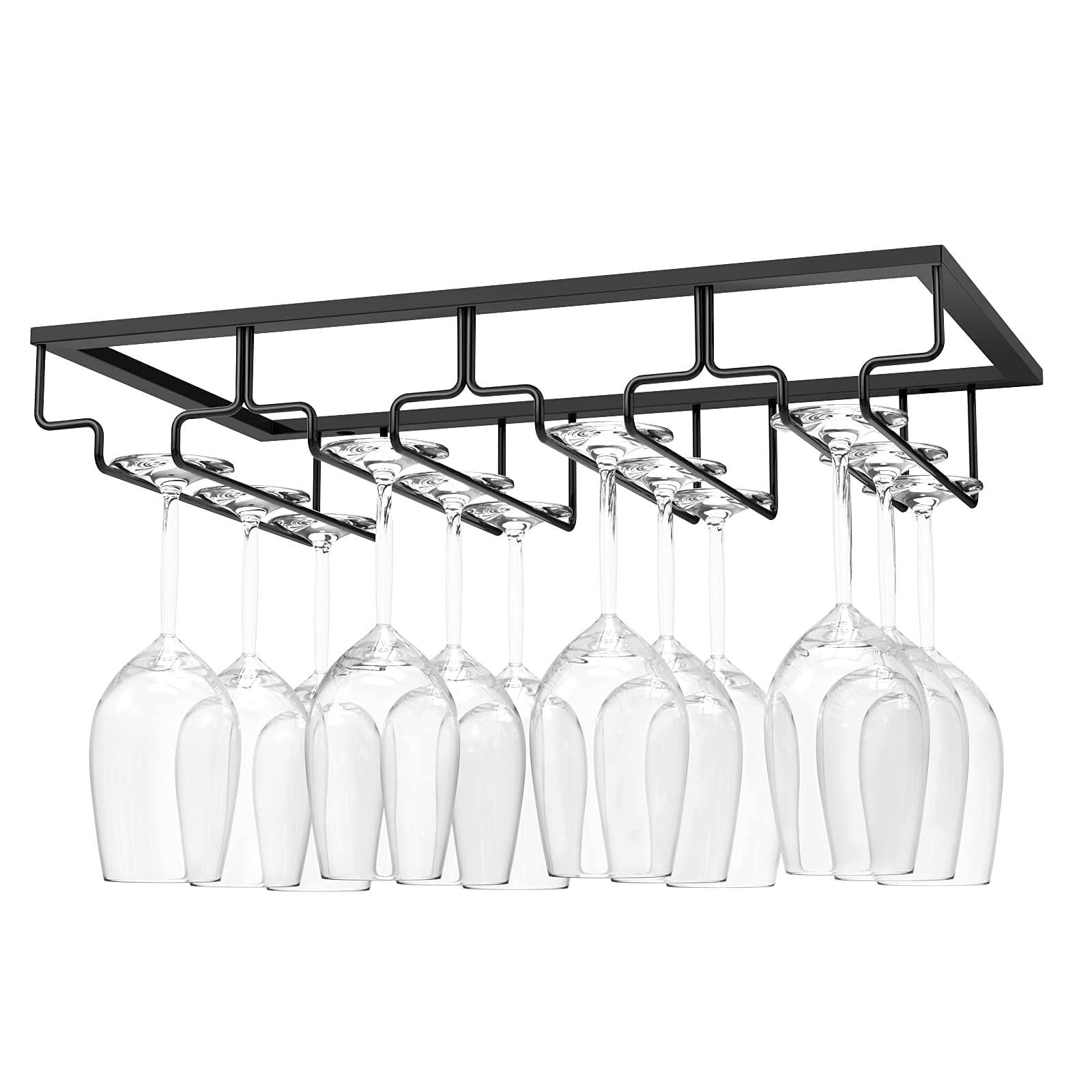Wire Wine Glass Rack, 4-Row Hanging