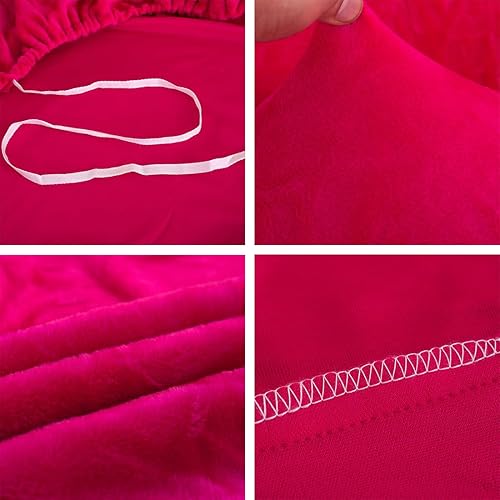 Miniatura 3 de vctops Funda elástica para sofá de felpa de terciopelo con parte inferior elástica, funda de sofá suave y mullida para sofá de 3 cojines, protector