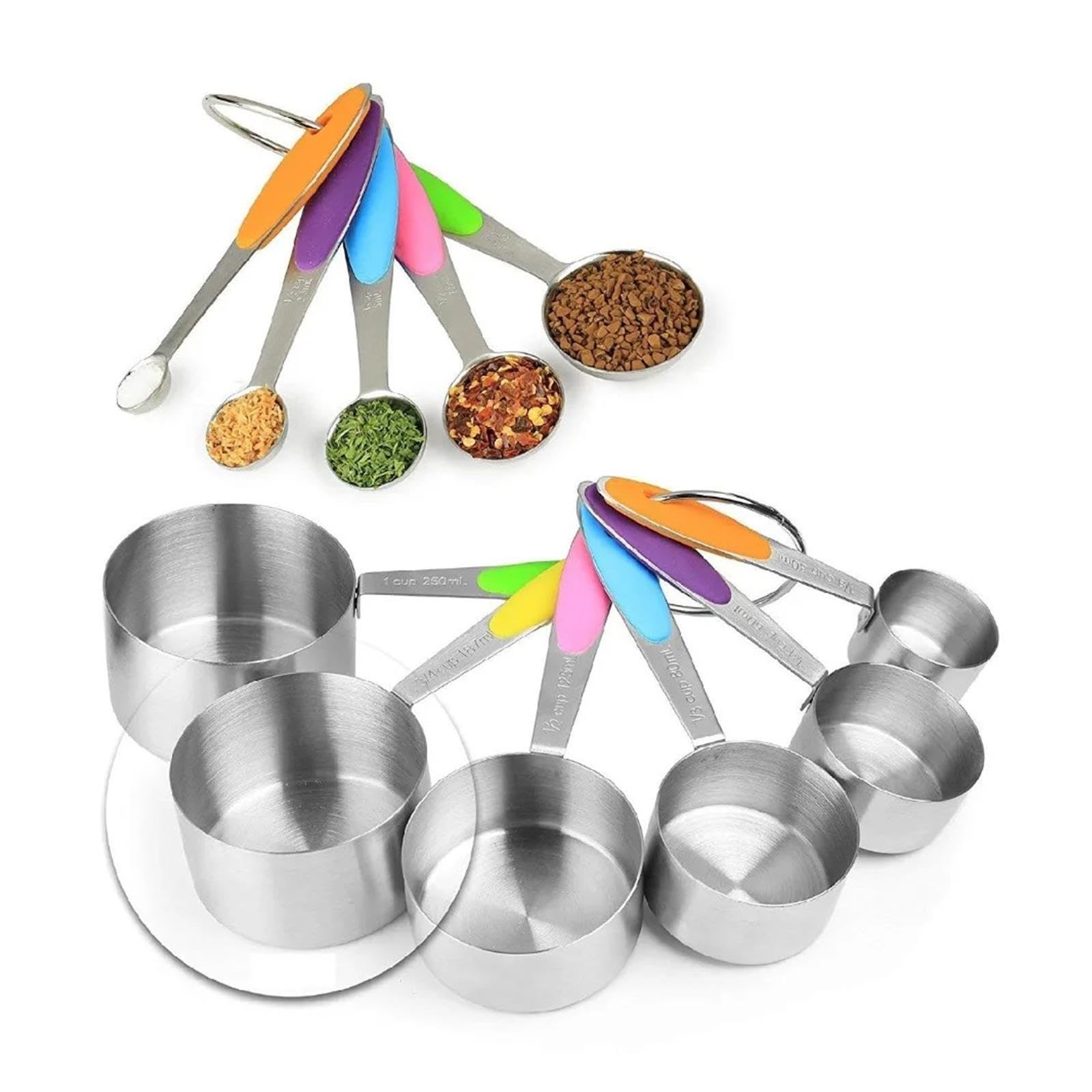 Set de 10 tasses et cuillères doseuses en acier inoxydable 304