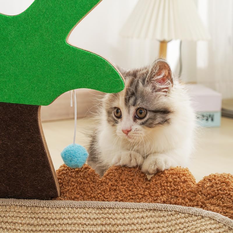 سرير للقطط من اتش كيو كيو جيمنج شبه مغلق للاستخدام الداخلي محمول مع كرة مخملية وقاعدة مضادة للانزلاق، سرير للحيوانات الاليفة قابل للغسل للقطط متوسطة الحجم والكلاب الصغيرة (ابيض، L)