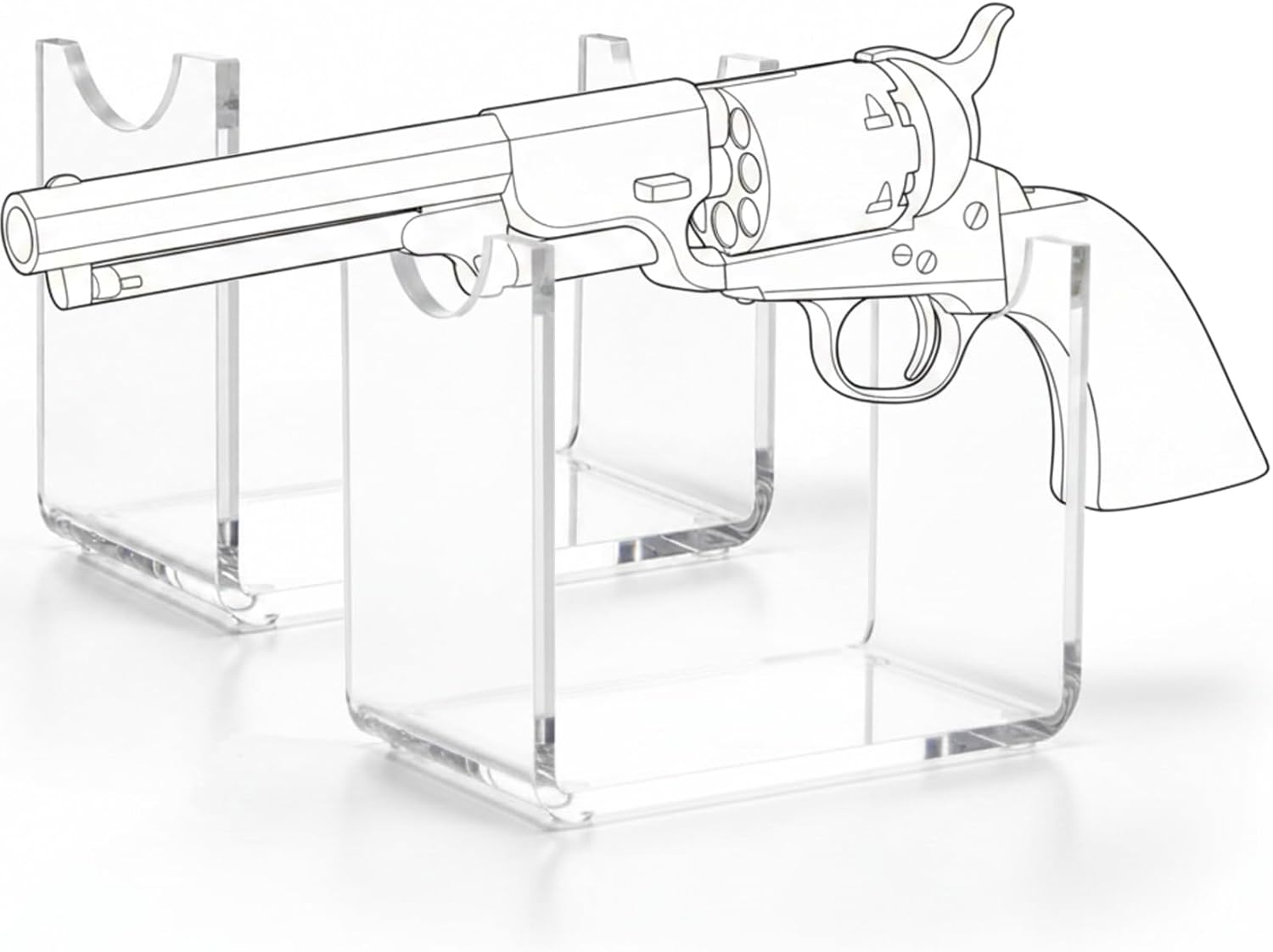 2 Pack 4.5 Inch Acrylic Revolvers Display Stand with Non-slip Rubber Pad, Pistol Stand for Antique Handguns Collectibles, Civil War Pistols Museum-quality for Gun Collectors (Clear)