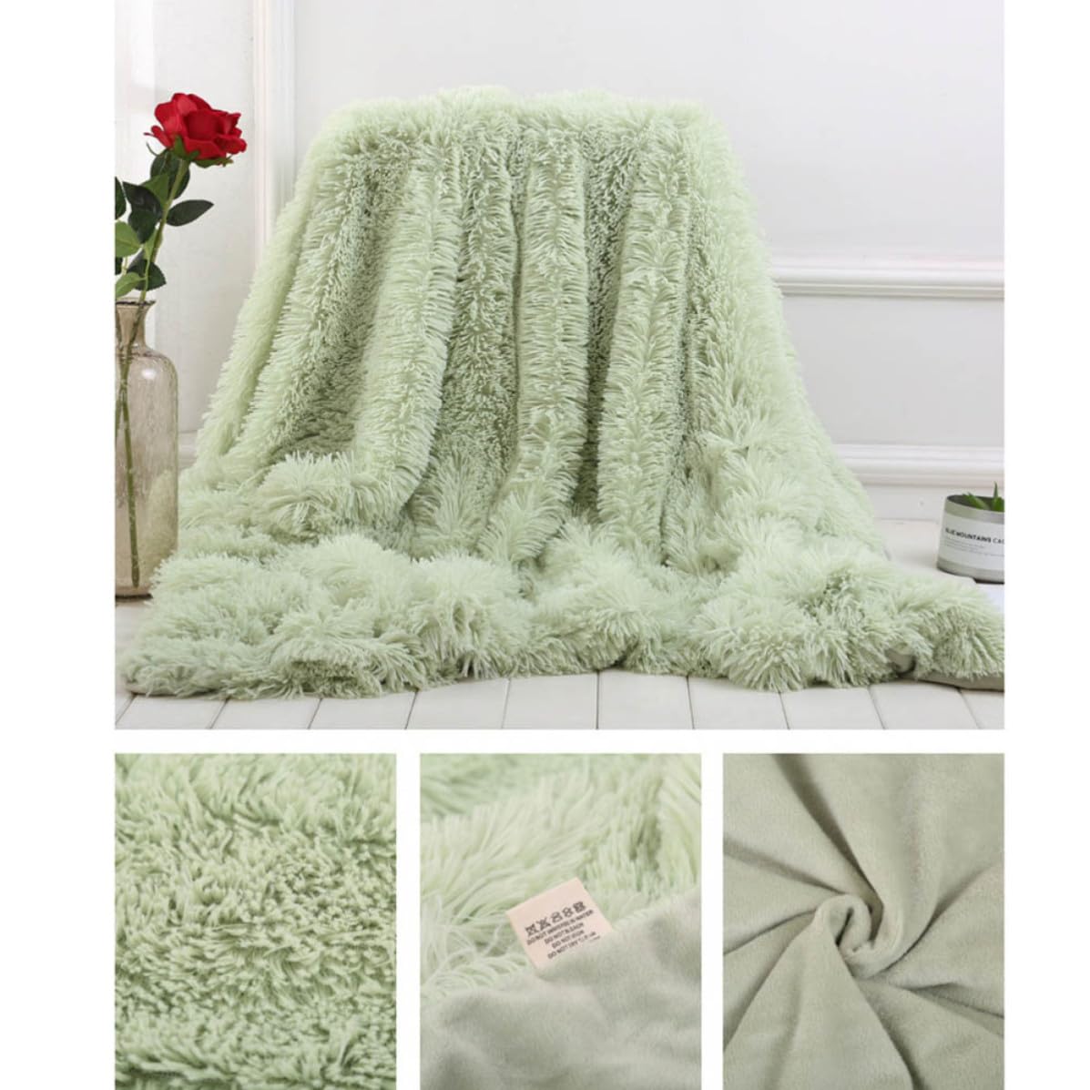 TOYANDONA Coperta Morbida in Pile per Letto, 130x160 Cm, Verde