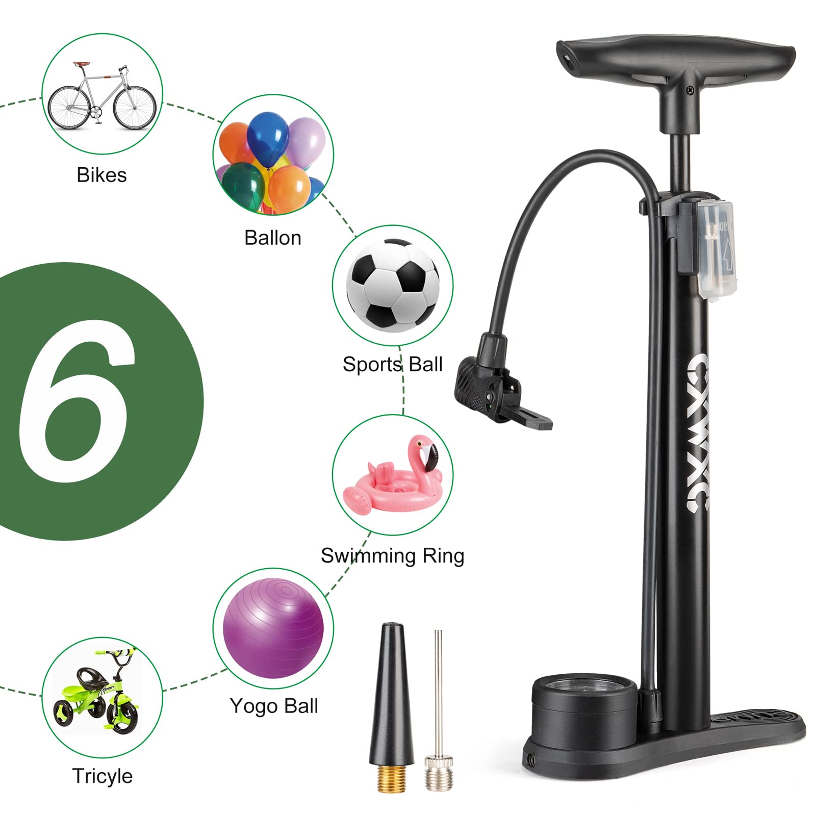 Pompa Per Bicicletta, Pompa Da Pavimento Per Bici Con Manometro, 11Bar/ 160Psi, Pompa Ad Aria Per Bicicletta Con Valvole Presta E Schrader Per Bici Da Corsa, MTB, E-Bike, BBici Da Trekking, Palloni