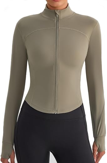 Lemedy Womens Cropped Workout Jacket Athletic Track Top