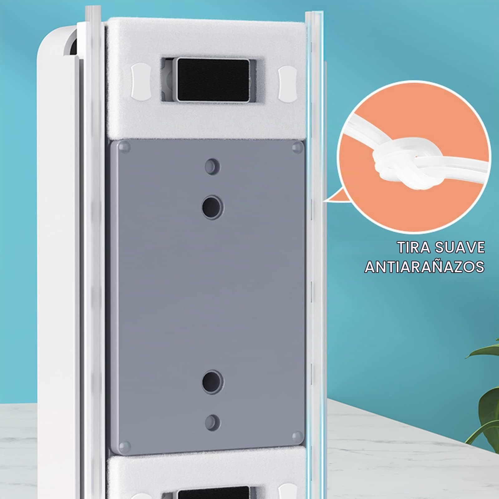Limpia Cristales Magnético con 120cm Mango Telescópico y Cabezal Giratorio Cepillo para Limpiar Ventanas, Vidrio de Doble Cara, Automóvil, Ducha,5-35mm,Gris