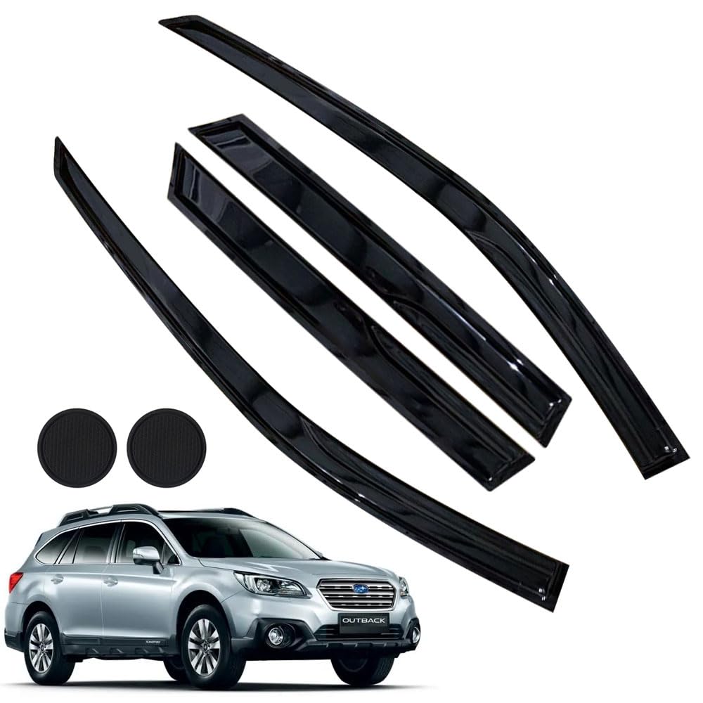 Rain Guards for 2020-2024 Subaru Outback, Tape-on Side Window Deflectors for Subaru Outback, Window Visors for Subaru Cars,for Subaru Car Accessories 4 Rain Guards ＆ 2 Car Coasters