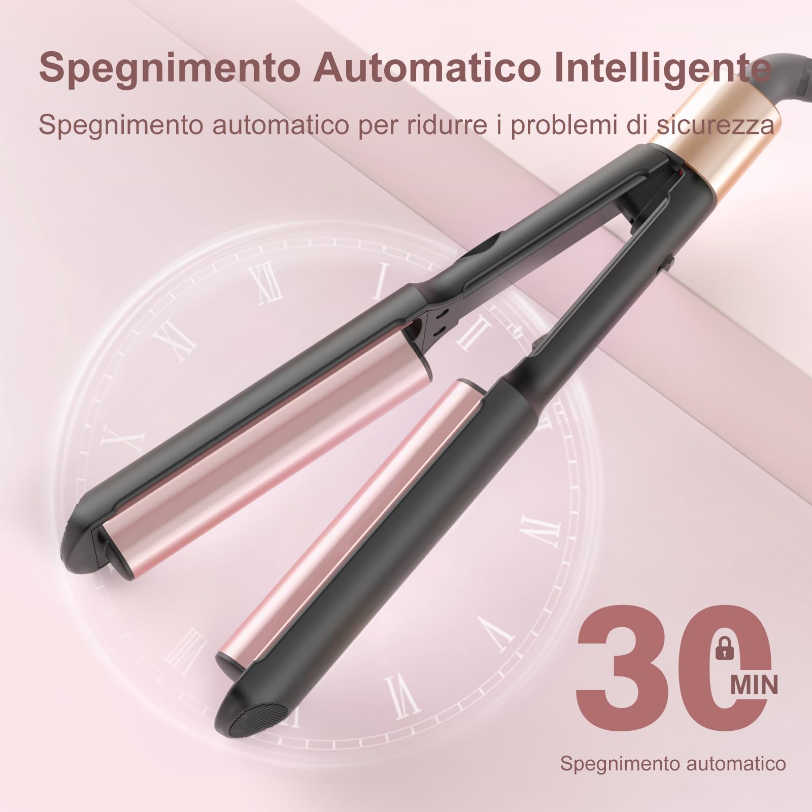 AISEELY Ferro Arricciacapelli per Onde, 20MM Piastra Onde per Capelli con 5 Temperature con Timer, Mini Ionica Ceramica Arriccia Capelli per Display LED, Perfetto per Principianti e Professionisti