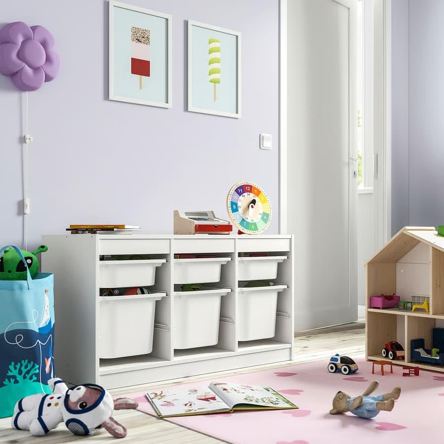 ZRIZAURA TROFAST Storage Combination with Boxes 99x44x56 cm – Pull-Out Boxes, Cube Storage Shelving Cabinet for School, Bedroom & Home Organisation (White/White)