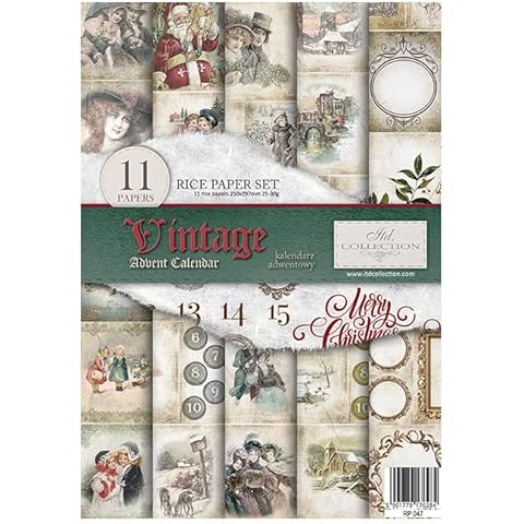 ITD Collection Rice Paper, Vintage Advent Calendar, 29,7 x 21 cm Cover