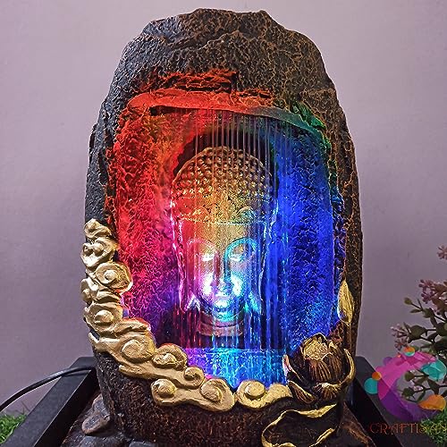 Image of Decorative Water Fountain for Home Decor, Office, Indoor & Outdoor, Garden, Puja Room, Vaastu, Reception, Spa, Gifting. (C-037, Waterfall Buddha)