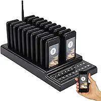 Restaurant Pager, 20 Canais / 999 Canais Sistema De Chamada Sem Fio, 1 Teclado De Chamada + 20 Pagers, Sinal Sonoro VibratóRio,Para Restaurante Bar Hotel Cafe Snack Food Court,SU68G