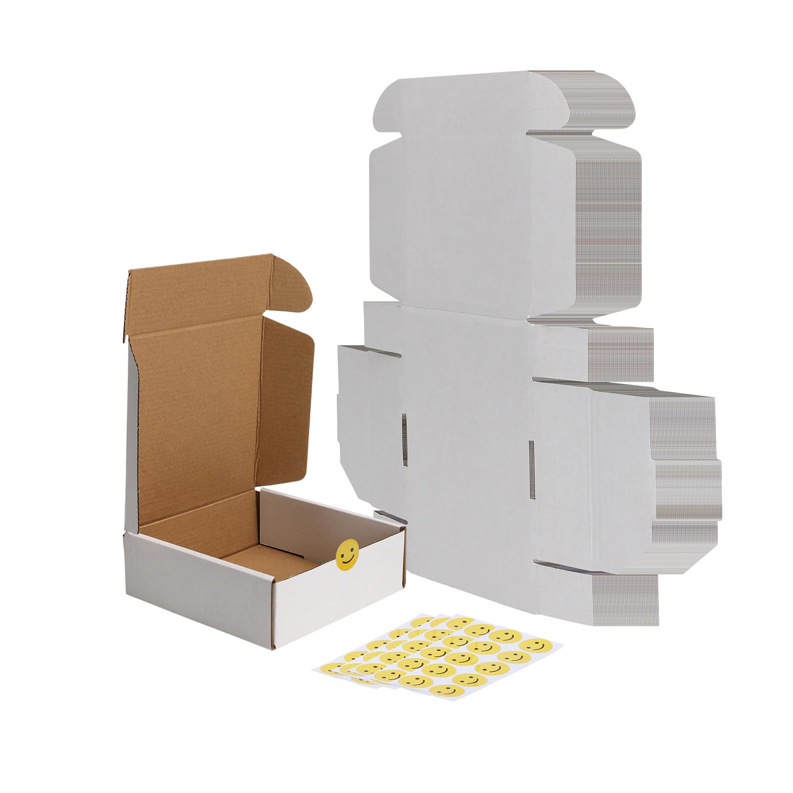 RLAVBL 6x6x2 Shipping Boxes Set of 50, White Small Corrugated Cardboard Box, Mailer Box
