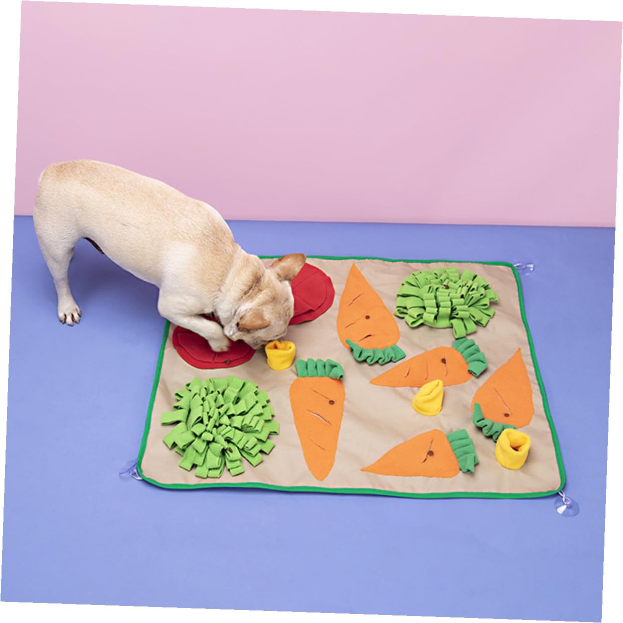 GARVALON Hundeschnüffelmatte Kreatives Gemüsedesign Interaktives Intelligenzspielzeug zur Geruchsschulung und Energieverbrauch Bunte Futterversteck Matte für Kleine und Große Hunde