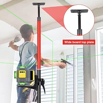 12 Ft+1.7Ft/3.6M+0.6M Professional Laser Level Pole with Tripod, Adjustable Telescoping Pole for Leveling Tools, Multi-functional Fine-tuning Bracket with 1/4 and 5/8 Thread Adapters, Includes Bag
