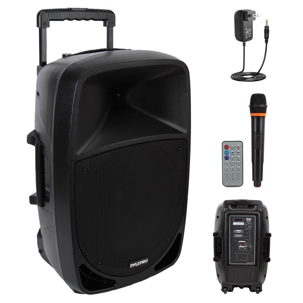 Pyle PA Lautsprecher, 1200W Bluetooth Lautsprecher, Tragbare Musikbox mit Akku & Mikrofon, Karaoke Maschine für Party, Events, Terrasse, Outdoor, USB, SD, AUX, LED-Anzeige, EQ