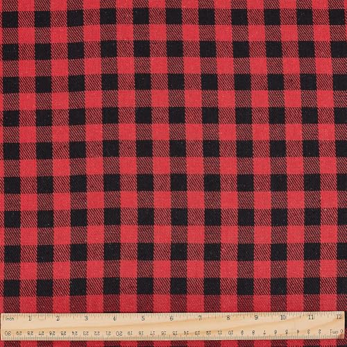 PH PandaHall Tela a cuadros de 1,4 x 2 m, diseño de tartán rojo y negro, tela a cuadros, tela de polialgodón para manualidades, costura, ropa, mantel, decoración del hogar