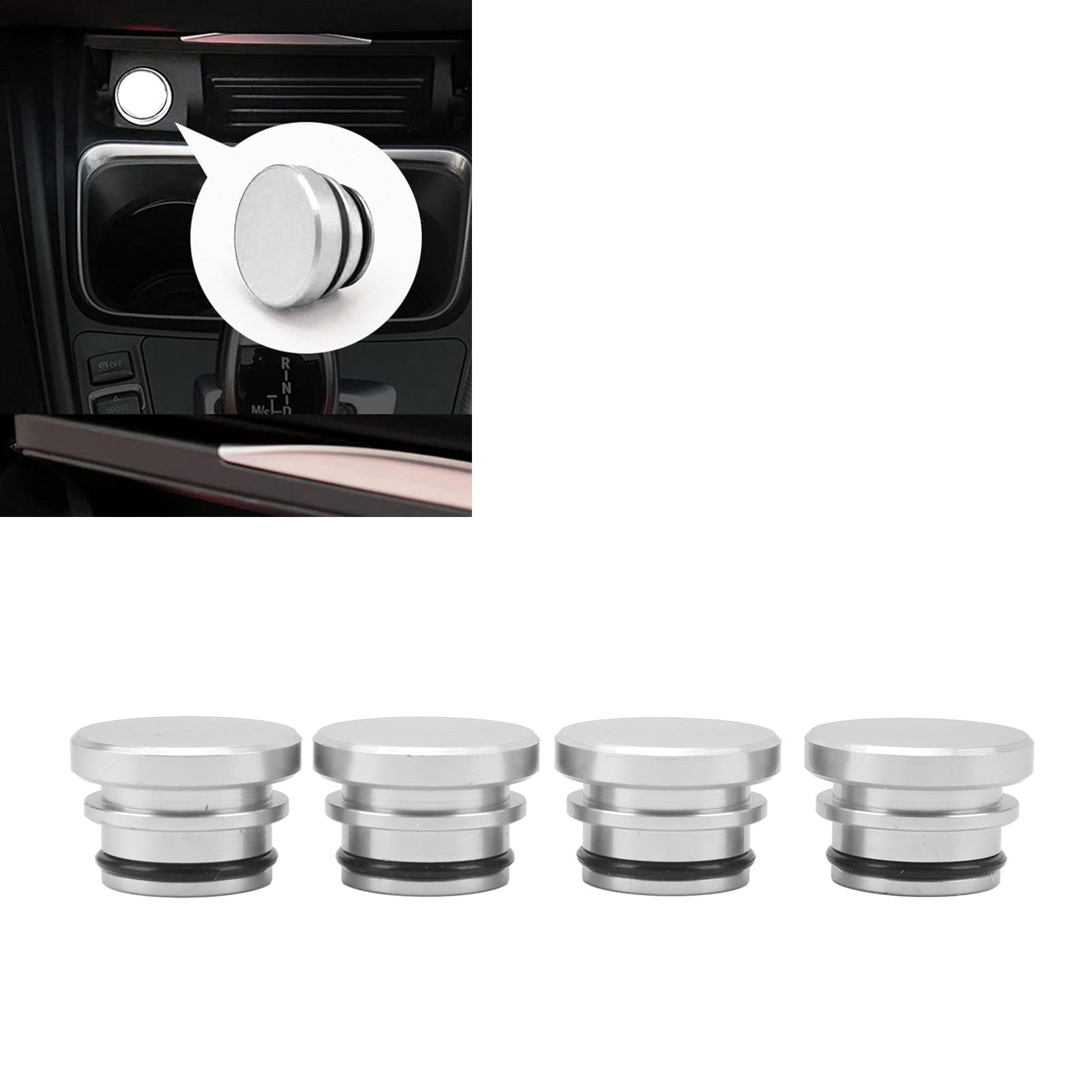 4 Tappi Antipolvere Accendisigari 12V Alluminio - Kit Universale Argento