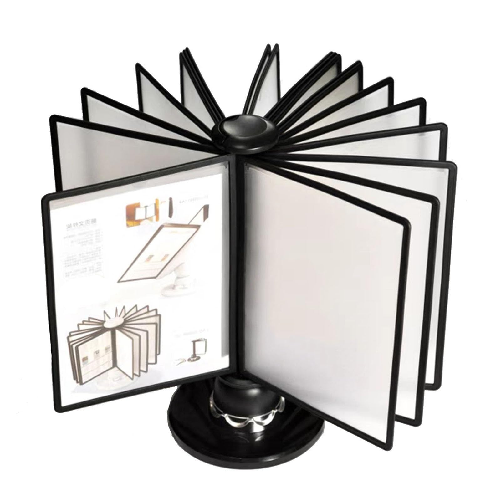 HTTGDGDH Rotating Catalog Display Rack - File Organizer For Desk, 20 Double-Sided Panels, Letter-Size, Desktop Reference System, For Display A4 Documents, Product Price List, Des,