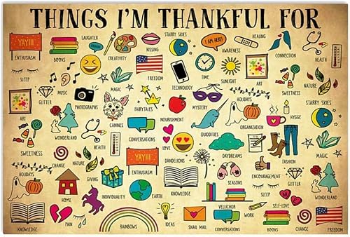 rayprint Social Worker Metal Sign Office Decor Things I'm Thankful For Vintage Poster Home Club Room Plaque Wall Art Decor Plaque 8x12 Inches