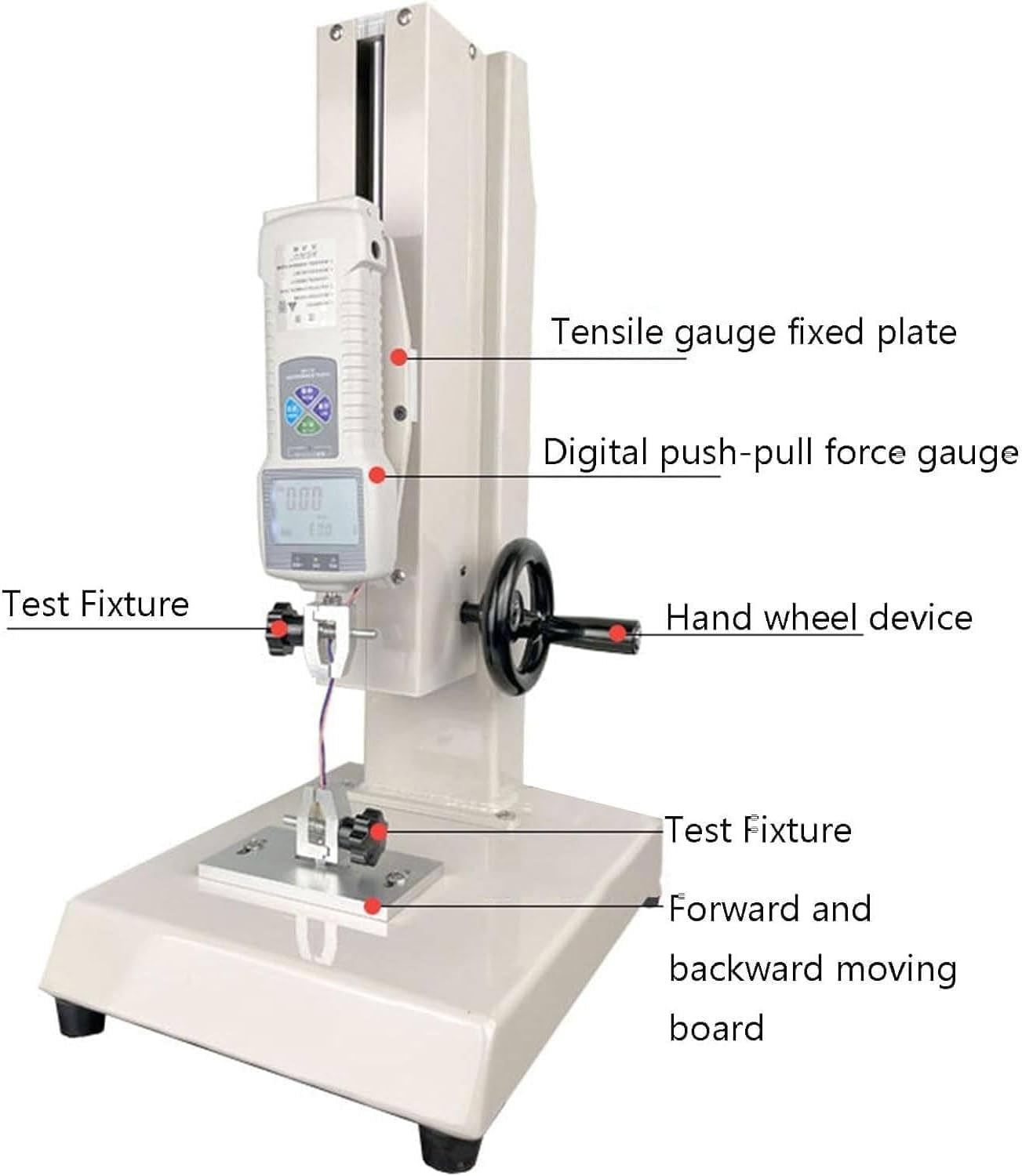 Medidor digital de empuje y tracción, medidor de fuerza de precisión 0-1000N, probador de fuerza de tracción horizontal manual para mediciones precisas
