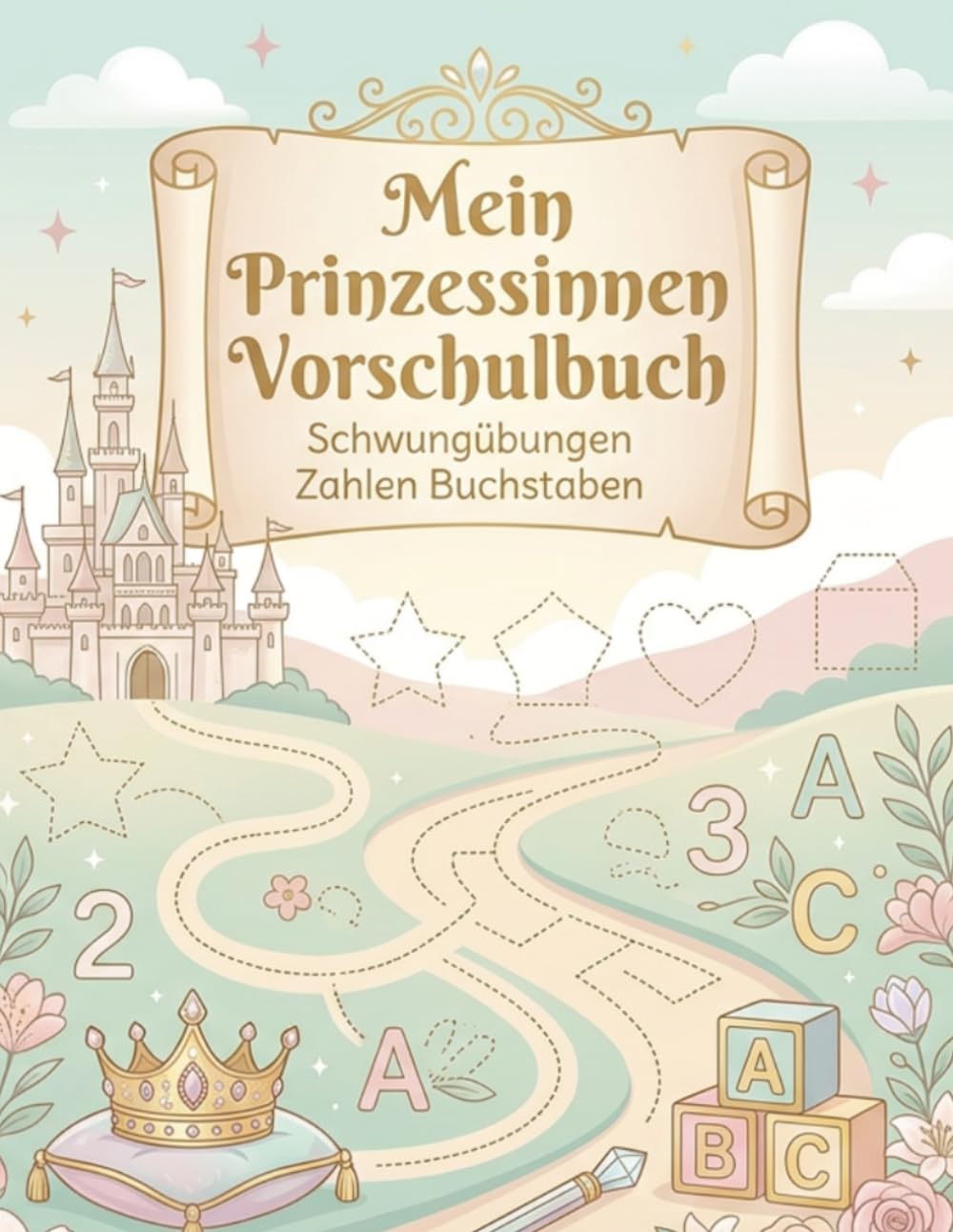 Prinzessinnen Vorschulbuch ab 4 Jahren: Spielerisch lernen mit Prinzessinnen, Schlössern und magischen Welten – Ausmalen, Rätsel und Nachspuren zur Förderung von Konzentration und Feinmotorik