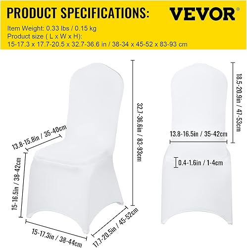 Miniatura 7 de Happybuy Paquete de 150 fundas de silla blancas de poliéster y elastano para banquetes, comedores, fiestas, bodas, fundas plegables planas para